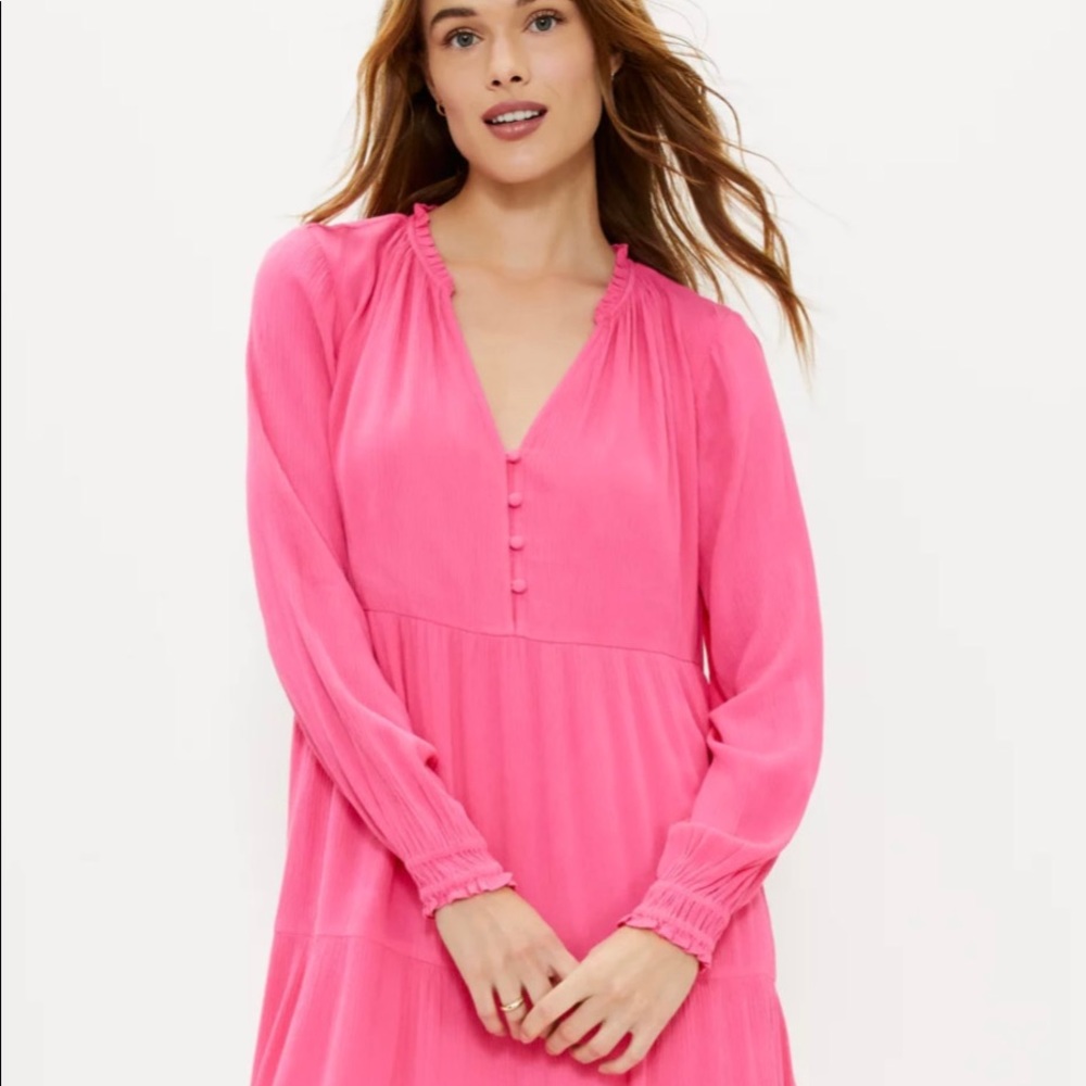LOFT tiered midi swing dress
